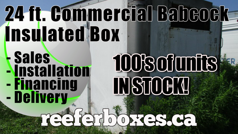 COMMERCIAL BABCOCK 24 ft refrigerated box, REEFER Van Body Truck Box Sales Toronto Ontario.
